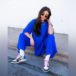 Dressed in Lala Lex Ribbed Playsuit in Royal Blue - READ DESCRIPTION